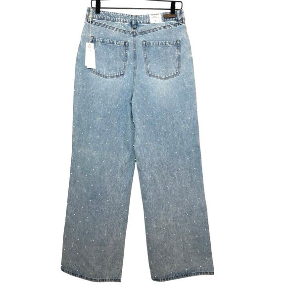 NWT BlankNYC Women’s Pearl Embellished Ribcage Wide Leg Jeans Size 28 - Picture 4 of 9